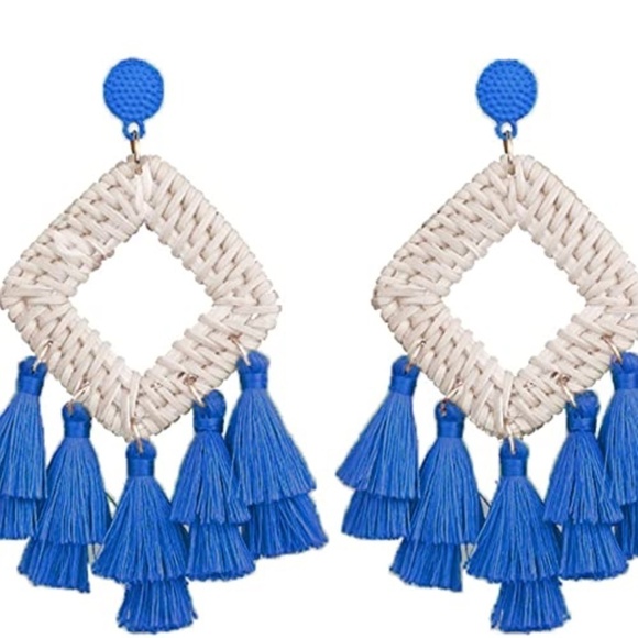 Bohemian Bamboo Tassel Statement Handmade Dangle Ethnic Fringe Earrings - Picture 1 of 5